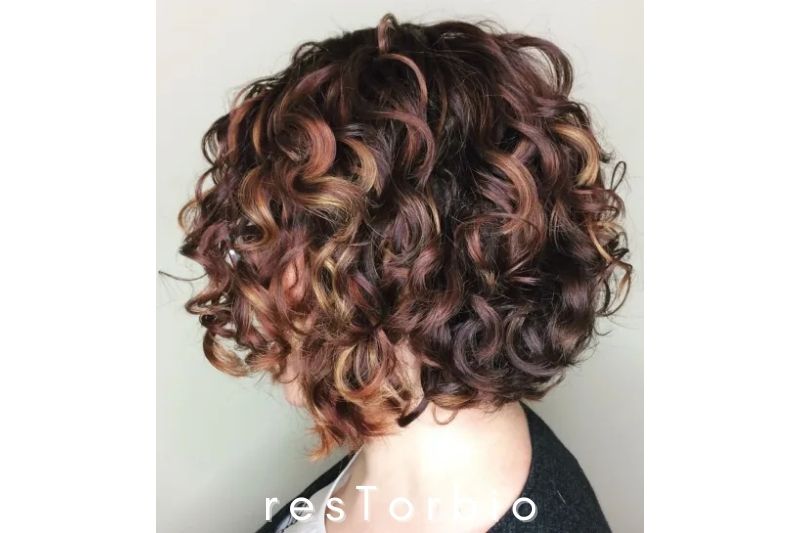 Nape-Length Curly balayage bob