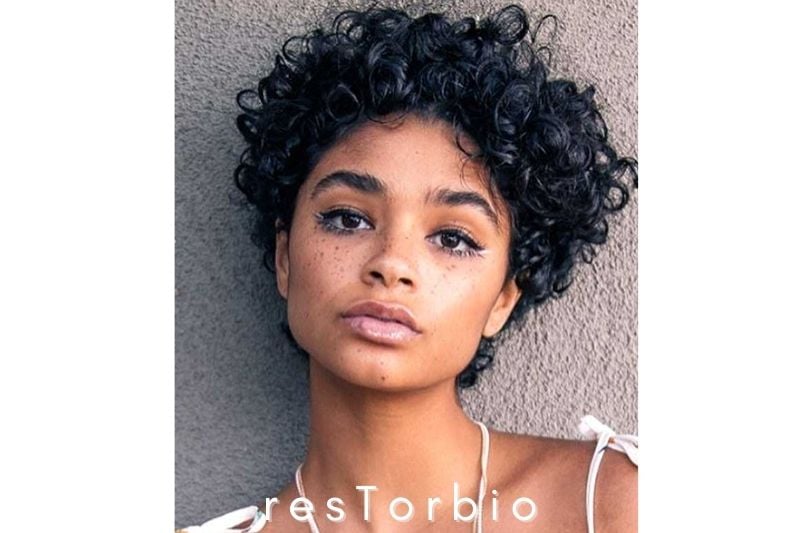 Black Curly Pixie Haircut