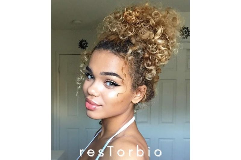 High updo for short curly hair