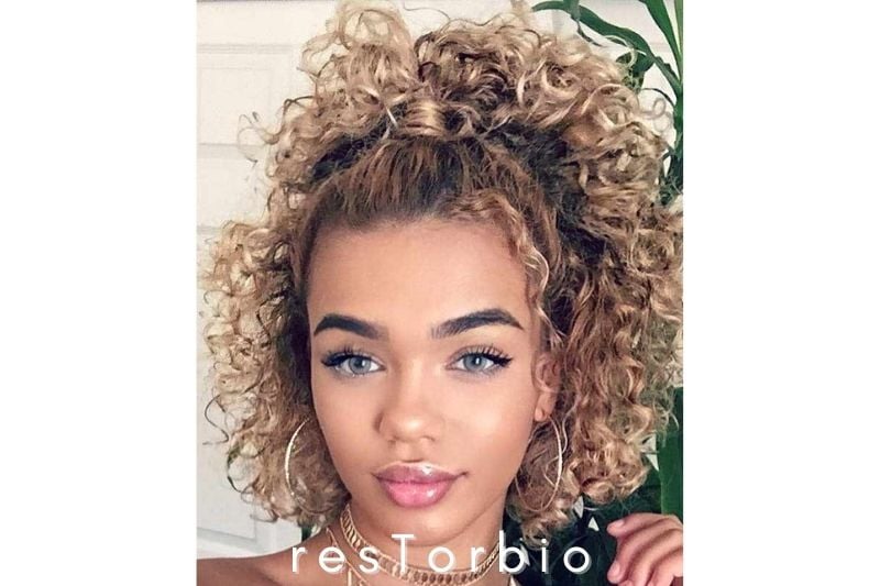 Half up a ponytail for curly hair